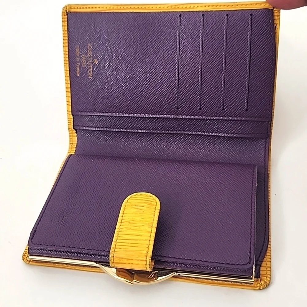 Louis Vuitton Yellow Epi Leather Kiss Lock Bifold Wallet